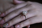 Solid Gold Halo Heart Cut Moissanite Engagement Ring