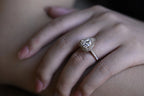 Solid Gold Halo Heart Cut Moissanite Engagement Ring