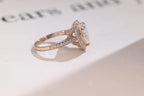 Solid Gold Halo Heart Cut Moissanite Engagement Ring