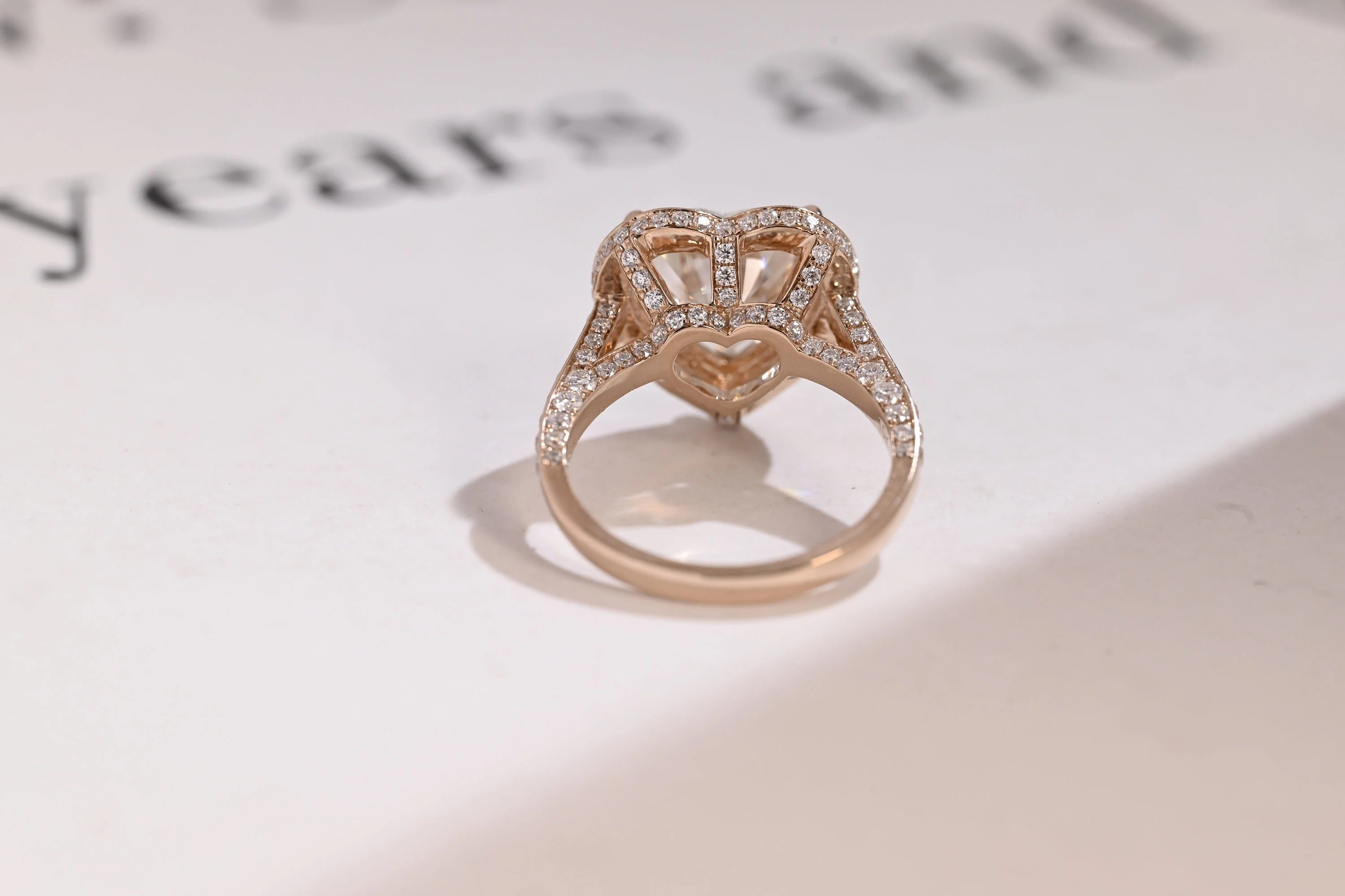 Solid Gold Halo Heart Cut Moissanite Engagement Ring