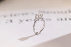 Solid Gold Asscher Cut Moissanite Engagement Ring, Gift for Her,