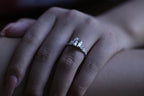 Solid Gold Asscher Cut Moissanite Engagement Ring, Gift for Her,