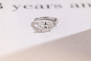 Solid Gold Asscher Cut Moissanite Engagement Ring, Gift for Her,