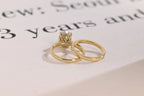 Solid Gold Oval Cut Moissanite Engagement Ring and Wedding Band Set, Gift for Her