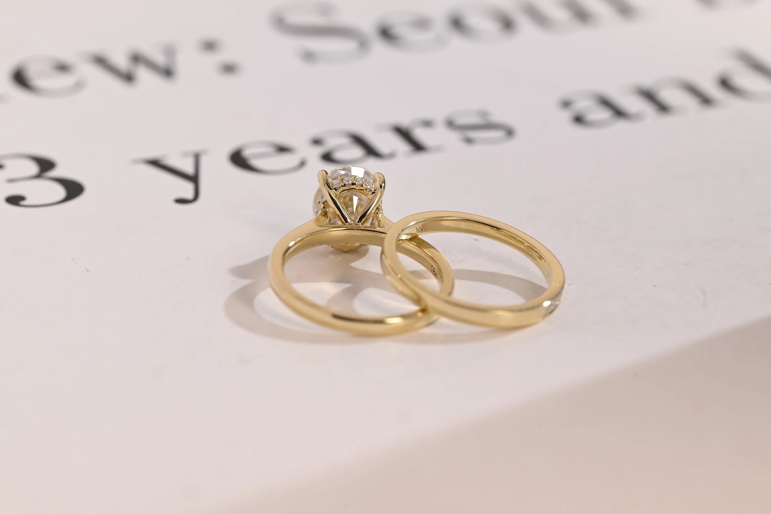 Solid Gold Oval Cut Moissanite Engagement Ring and Wedding Band Set, Gift for Her