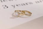 Solid Gold Oval Cut Moissanite Engagement Ring and Wedding Band Set, Gift for Her