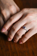 Solid Gold Asscher Cut Purple Lab Grown Sapphire Engagement Ring