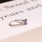 Solid Gold Asscher Cut Purple Lab Grown Sapphire Engagement Ring