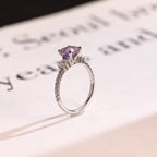 Solid Gold Asscher Cut Purple Lab Grown Sapphire Engagement Ring