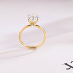 Solid Gold Cushion Cut Moissanite Engagement Ring, Promise Ring