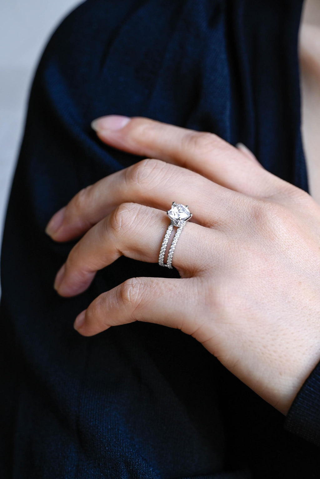 Solid Gold Split Shank Heart Cut Moissanite Engagement Ring