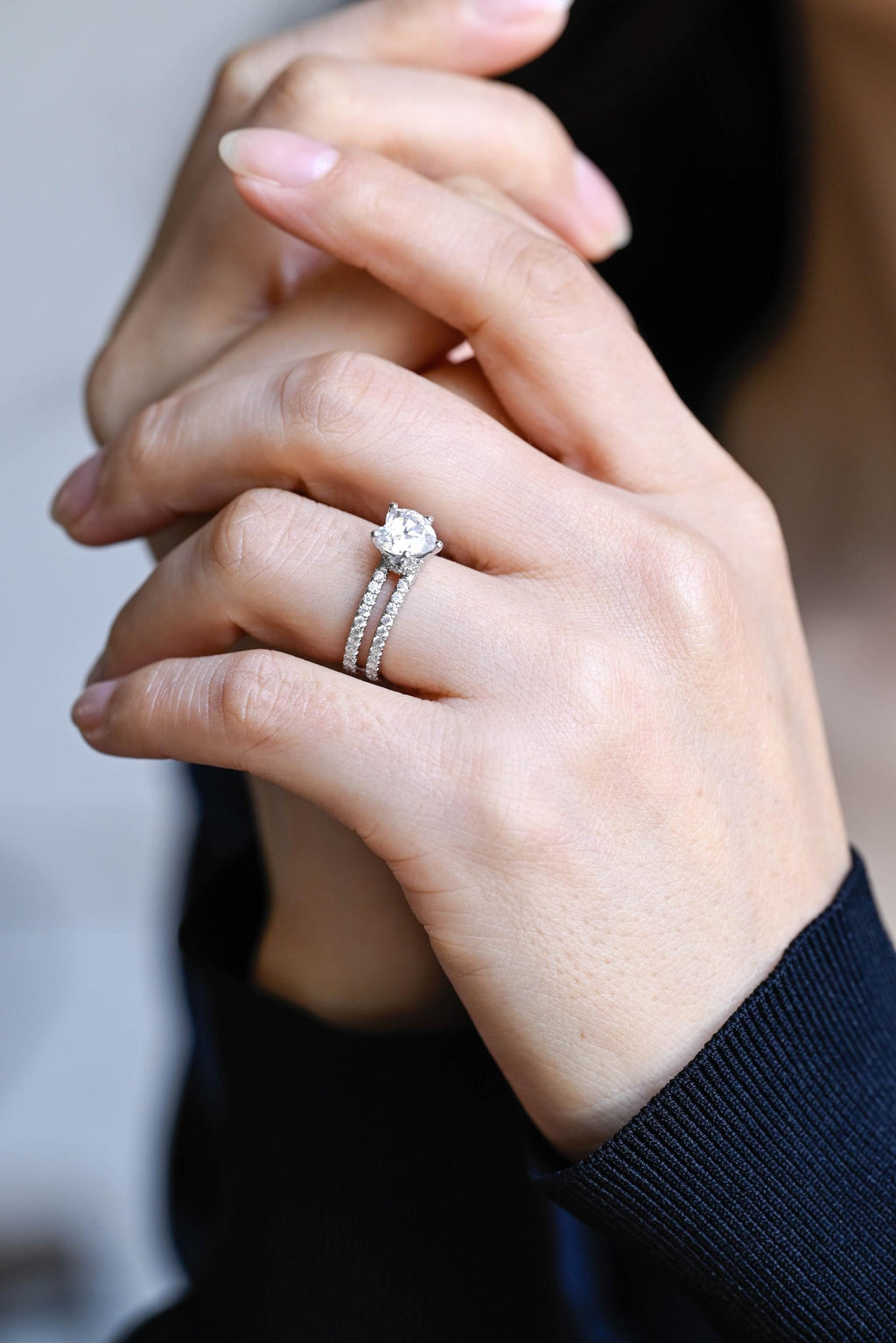Solid Gold Split Shank Heart Cut Moissanite Engagement Ring