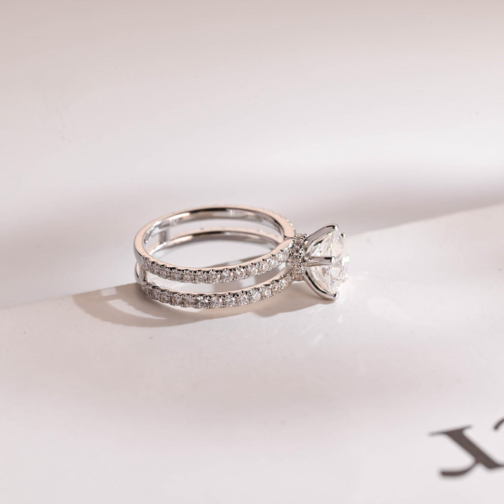 Solid Gold Split Shank Heart Cut Moissanite Engagement Ring