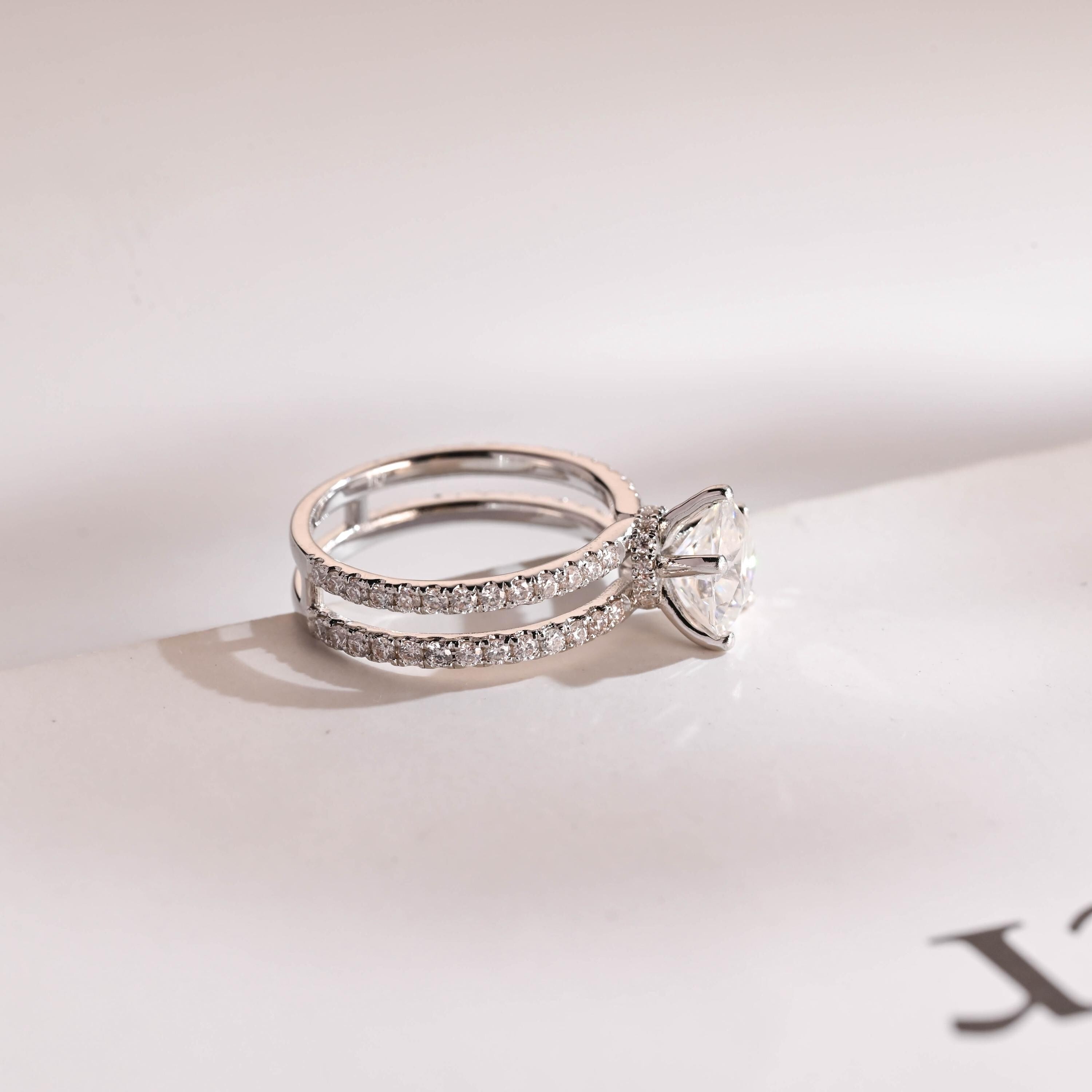 Solid Gold Split Shank Heart Cut Moissanite Engagement Ring