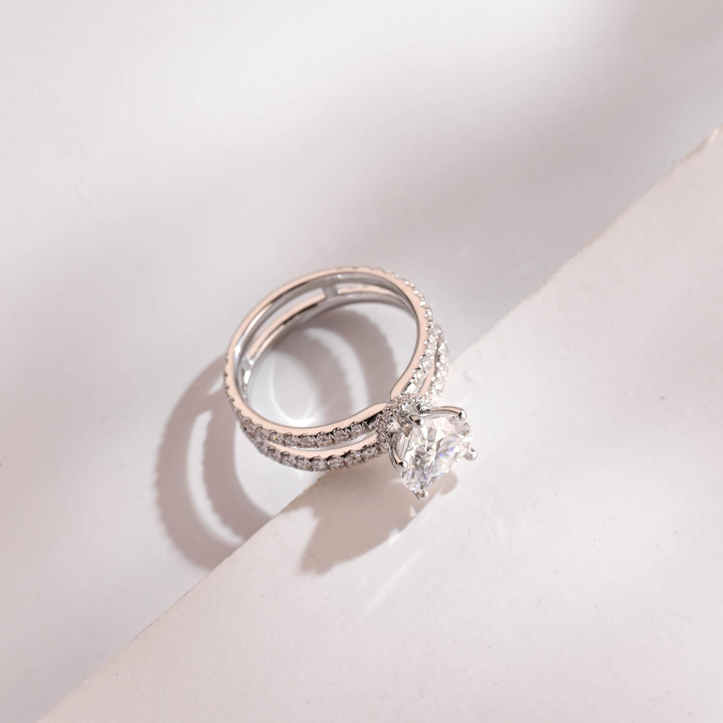 Solid Gold Split Shank Heart Cut Moissanite Engagement Ring