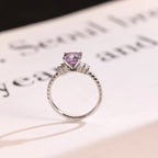 Solid Gold Asscher Cut Purple Lab Grown Sapphire Engagement Ring