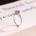Solid Gold Asscher Cut Purple Lab Grown Sapphire Engagement Ring