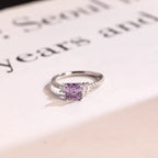 Solid Gold Asscher Cut Purple Lab Grown Sapphire Engagement Ring