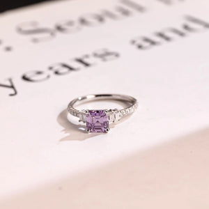Solid Gold Asscher Cut Purple Lab Grown Sapphire Engagement Ring