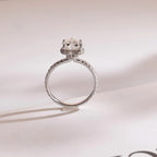 Solid Gold Halo Heart Cut Moissanite Engagement Ring