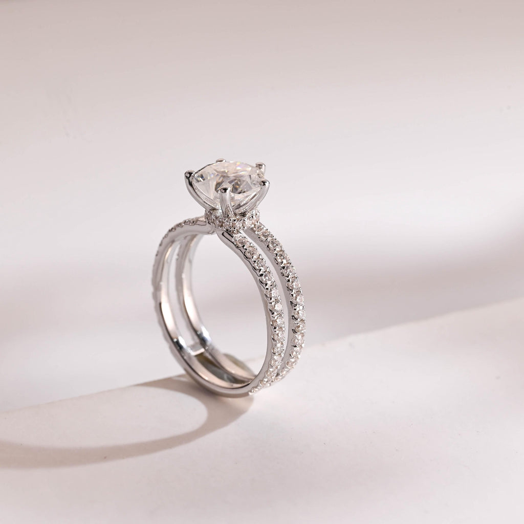 Solid Gold Split Shank Heart Cut Moissanite Engagement Ring