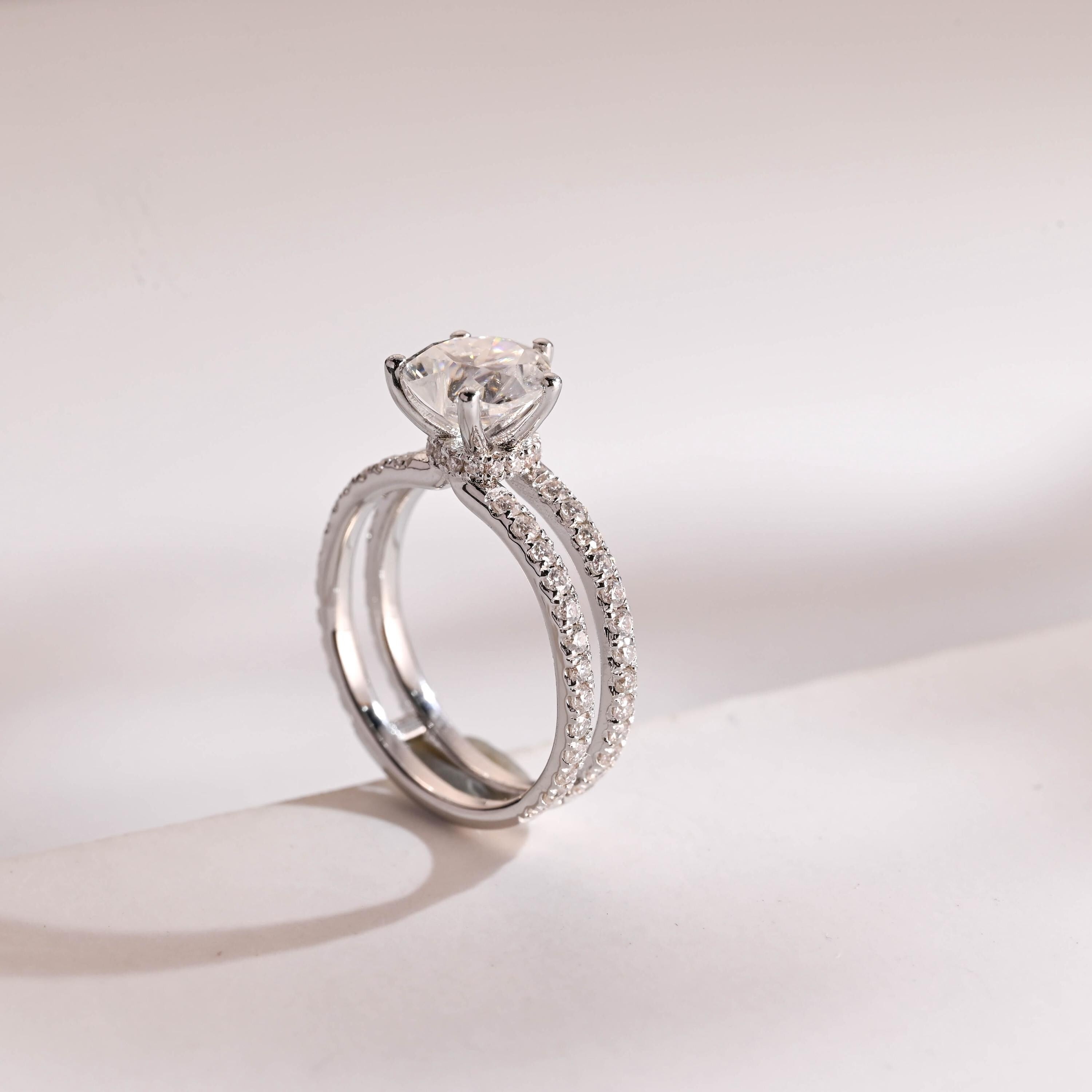 Solid Gold Split Shank Heart Cut Moissanite Engagement Ring