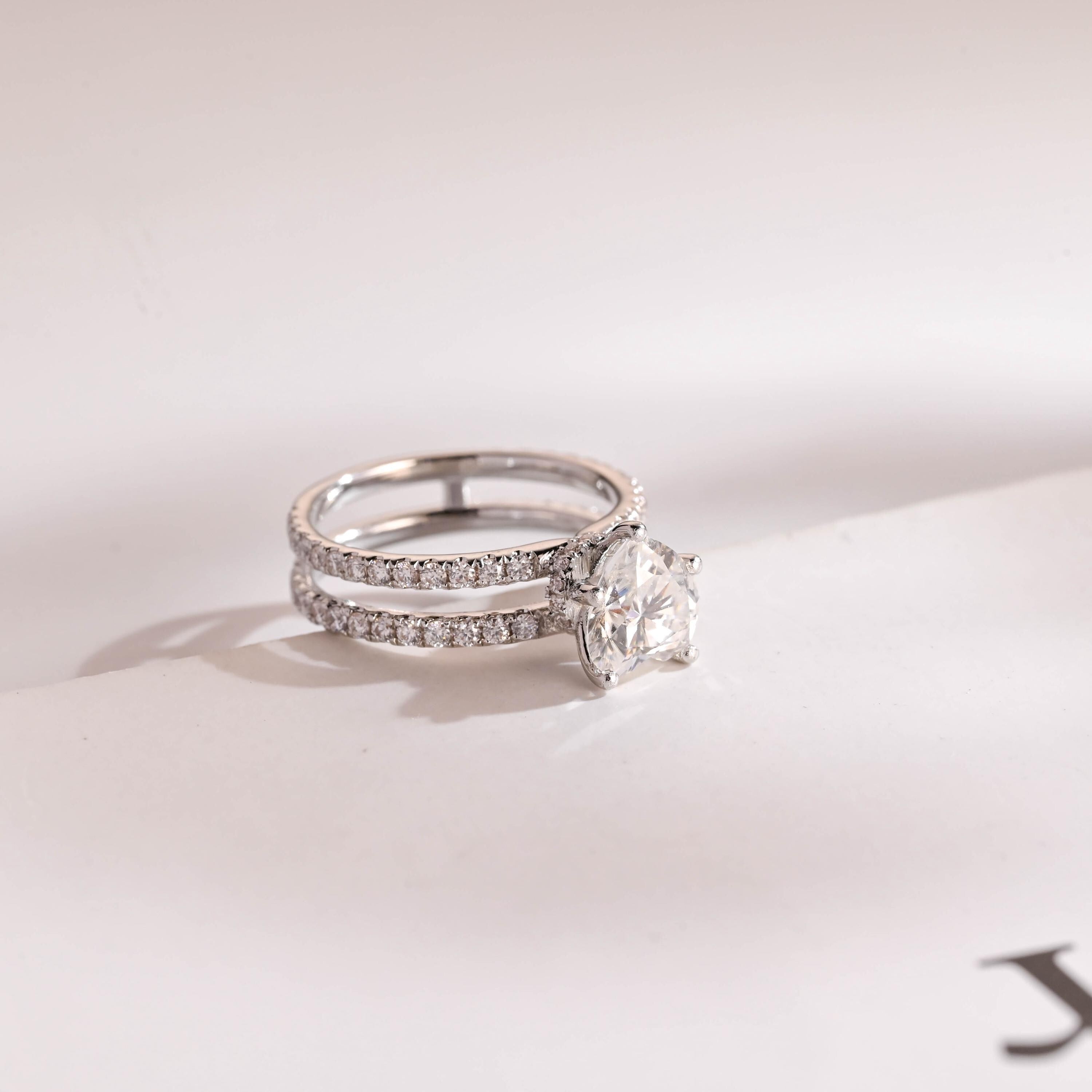 Solid Gold Split Shank Heart Cut Moissanite Engagement Ring Main image