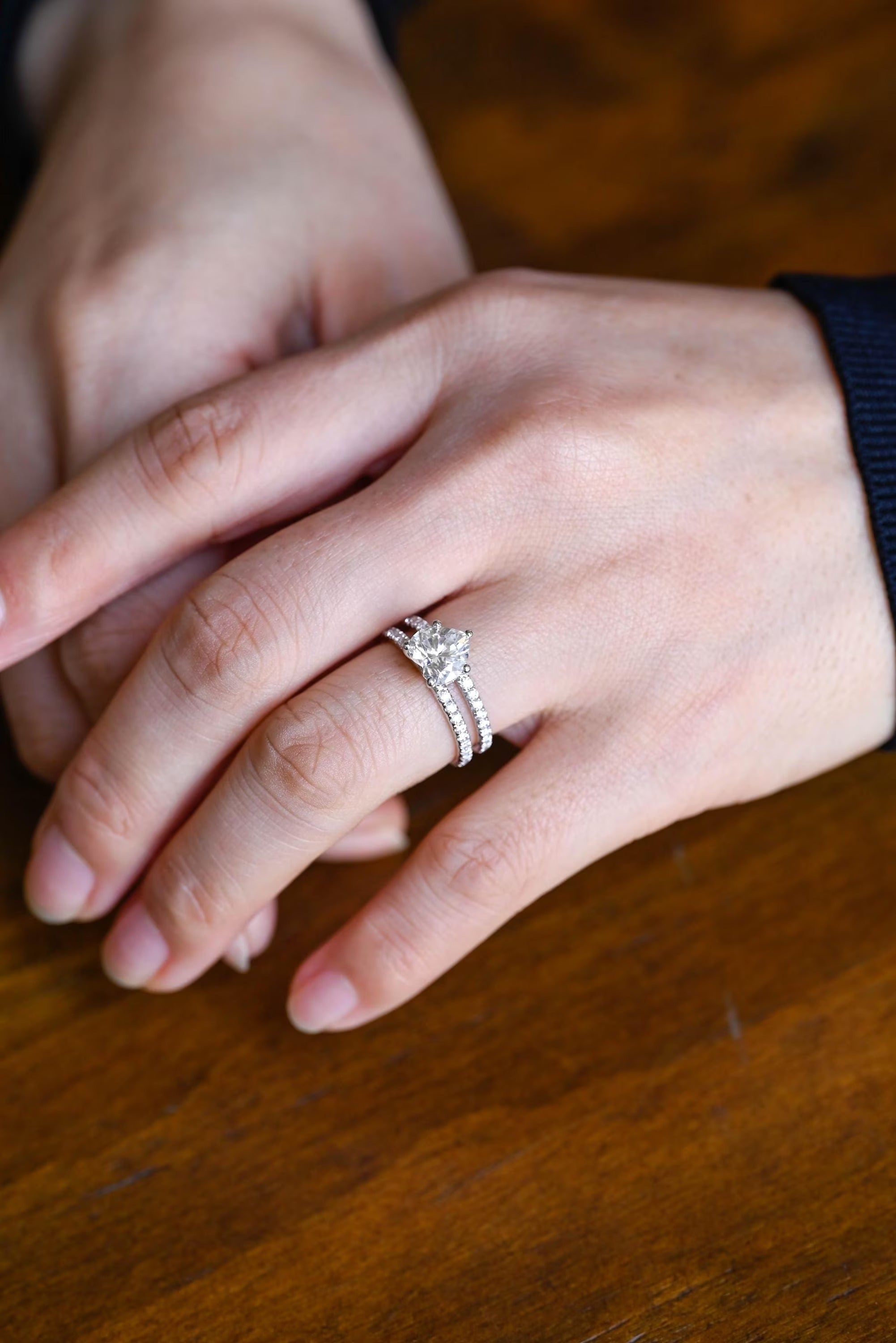 Solid Gold Split Shank Heart Cut Moissanite Engagement Ring