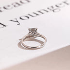 Solid Gold Asscher Cut Moissanite Engagement Ring, Promise Ring, Gift for Her