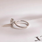 Solid Gold Halo Heart Cut Moissanite Engagement Ring