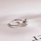 Solid Gold Halo Heart Cut Moissanite Engagement Ring