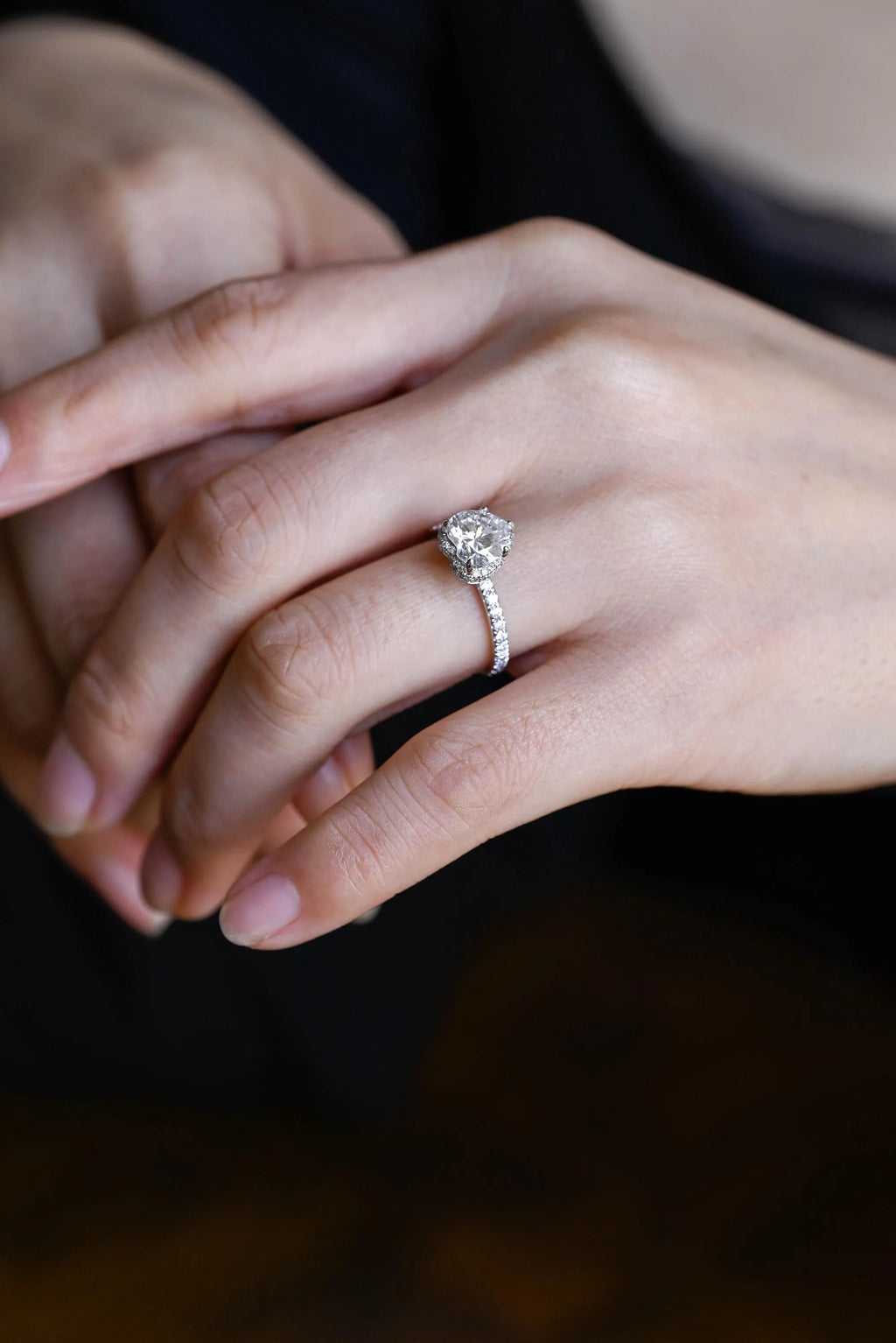 Solid Gold Halo Heart Cut Moissanite Engagement Ring