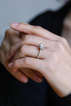 Solid Gold Halo Heart Cut Moissanite Engagement Ring