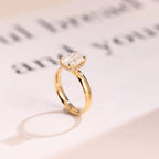 Solid Gold Band Radiant Cut Moissanite Engagement Ring, Promise Ring