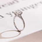 Solid Gold Asscher Cut Moissanite Engagement Ring, Promise Ring, Gift for Her