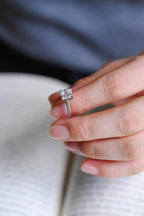 Solid Gold Asscher Cut Moissanite Engagement Ring, Promise Ring, Gift for Her