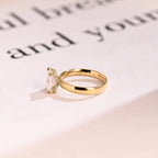 Solid Gold Band Radiant Cut Moissanite Engagement Ring, Promise Ring