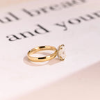 Solid Gold Band Radiant Cut Moissanite Engagement Ring, Promise Ring