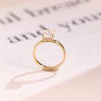 Solid Gold Band Radiant Cut Moissanite Engagement Ring, Promise Ring