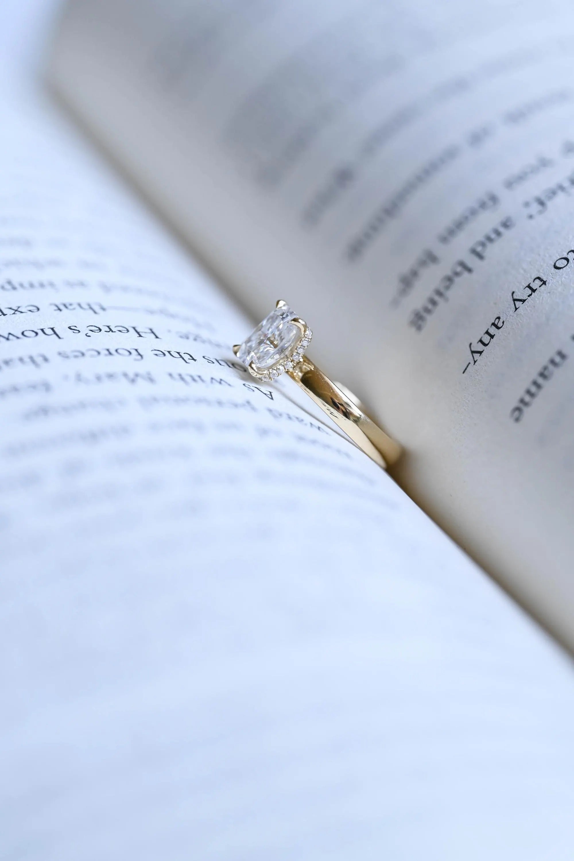 Solid Gold Band Radiant Cut Moissanite Engagement Ring, Promise Ring