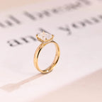 Solid Gold Band Radiant Cut Moissanite Engagement Ring, Promise Ring