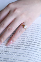 Solid Gold Band Radiant Cut Moissanite Engagement Ring, Promise Ring