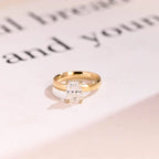 Solid Gold Band Radiant Cut Moissanite Engagement Ring, Promise Ring