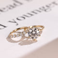 Solid Gold Round Moissanite Engagement Ring Set