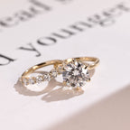 Solid Gold Round Moissanite Engagement Ring Set