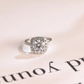 Solid Gold Cushion Cut Moissanite Engagement Ring, Pave Promise Ring