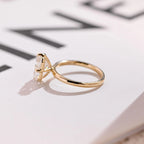 Solid Gold Minimalist Emerald Cut Moissanite Engagement Ring, Anniversary Gift