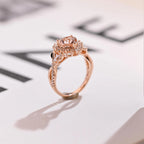 Solid Gold Heart Cut Pink Moissanite Sapphire Engagement Ring