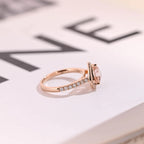 Solid Gold Halo Heart Cut Pink Moissanite Sapphire Engagement Ring