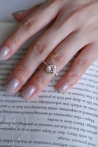 Solid Gold Halo Heart Cut Pink Moissanite Sapphire Engagement Ring